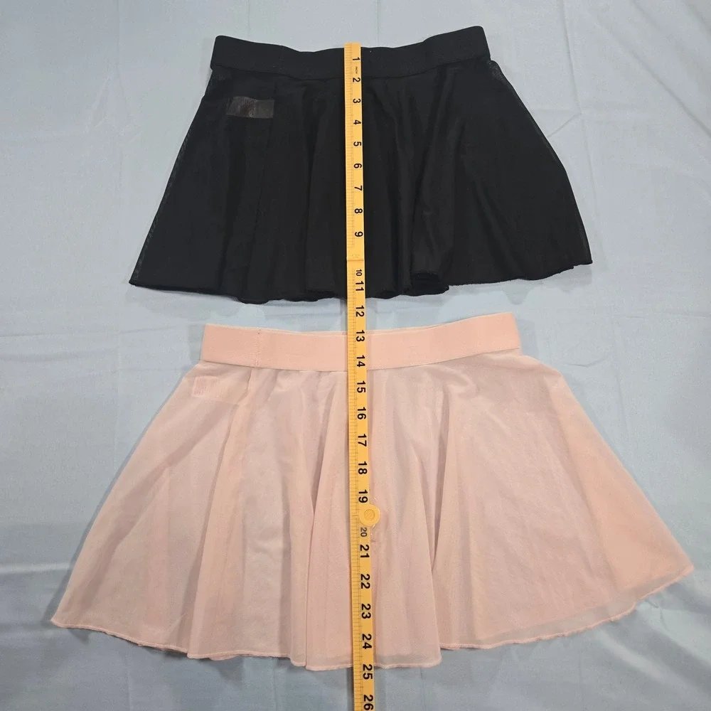 Justice Girls Dance Skirts Lot of 2 Black Pink Mesh Ballet Skirt XL 16/18